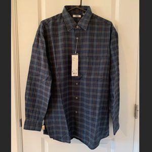 Mens Uniqlo Button Down Blue/Orange Size M NEW WITH TAG